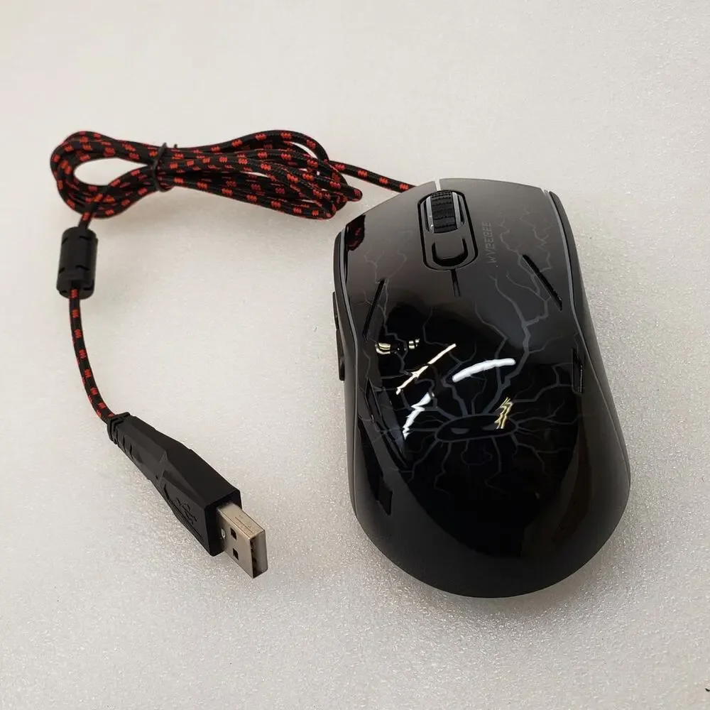 MAGEGEE G6 Wired Gaming Mouse with LED Backlight (Black with Lightning Pattern)
